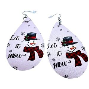 Snowman Earrings Let It Snow‎ Holiday Christmas Dangle Drop Earrings Homemade